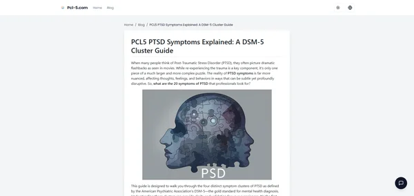 PCL5 PTSD Symptoms Explained: A DSM-5 Cluster Guide