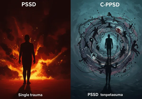 Perbandingan visual pengalaman trauma kompleks dan peristiwa tunggal