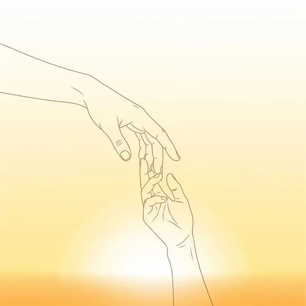 Minh họa trừu tượng về một bàn tay giúp đỡ bàn tay kia, tượng trưng cho sự hỗ trợ.